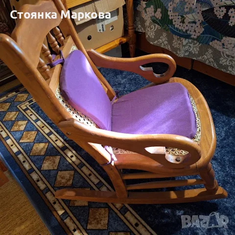Детски масивен люлеещ се стол с ратан, снимка 7 - Столове - 55816430