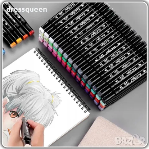 4343 Комплект алкохолни маркери – 48 цвята + практична чанта, снимка 3 - Други - 48905754