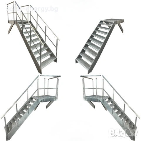 Метално стълбище с площадка 10 стъпала | За монтаж към стена | Поцинковано, снимка 2 - Други - 54236243