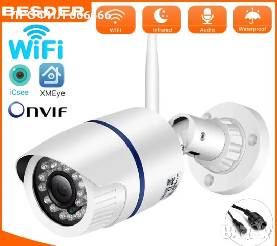 ICSEE Камера за наблюдение IP IR Led Onvif 1080P Вграден микрофон