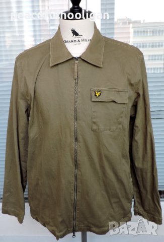 Lyle & Scott Mens Khaki Green Full Zip Lightweight Casual Jacket Size L, снимка 1 - Якета - 44339332