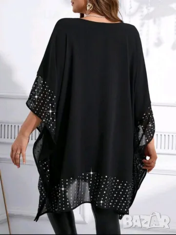 Ново!Гигант! Продавам елегантна макси туника с искрящи камъни, падаща тежко и немачкаема!  над 8 XL, снимка 2 - Туники - 48348671