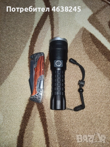 мощен фенер + сгъваем нож , снимка 2 - Ножове - 52914946