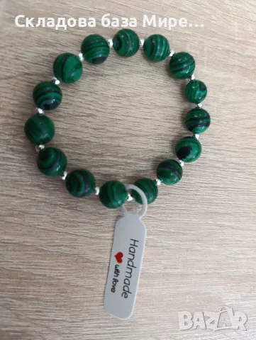 Гривна от естествени камъни, Малахит и Хематит, Ластична корда, Ръчна изработка, снимка 1