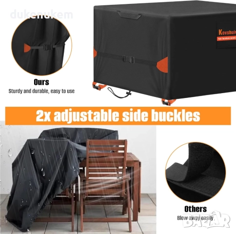 Покривало за градински мебели 180x100x74 см, 420D водоустойчиво, UV защита, снимка 7 - Други стоки за дома - 52721979