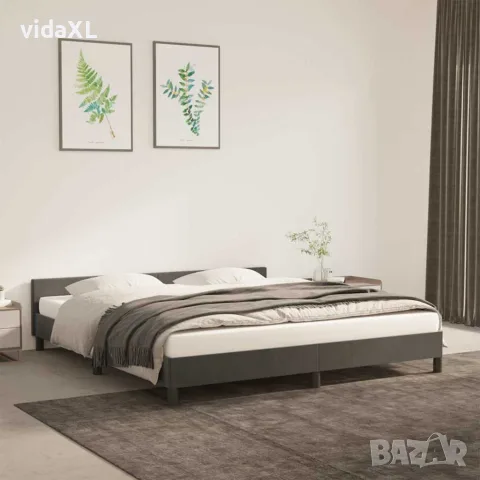 vidaXL Рамка за легло без матрак, тъмносива, 180x200 см, кадифе, снимка 2 - Спални и легла - 56147262