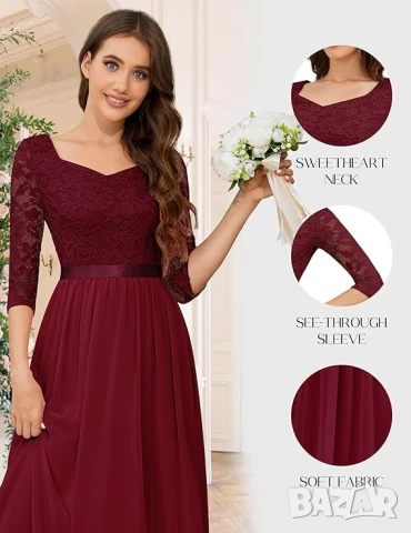 Елегантна дамска рокля Wedtrend, размер L, дълга дантелена рокля, снимка 3 - Рокли - 50968138