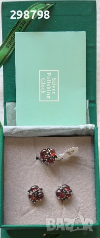 Сребърен комплект с естествен Гранат и черен шпинел, снимка 5 - Бижутерийни комплекти - 53327821