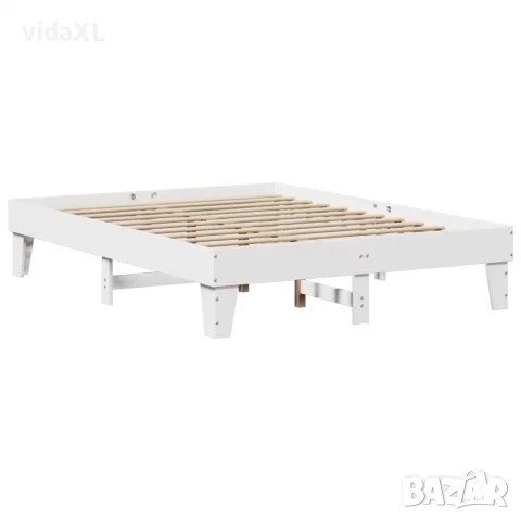 vidaXL Рамка за легло без матрак, бял, 160x200 см, бор масив, снимка 3 - Спални и легла - 56148280