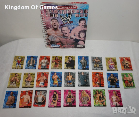 WWE Албум с WWE 26 Кеч Карти Topps Shad/Victoria/Ashley/Torrie Wilson/Daivari/Tazz/Mark Henry/
