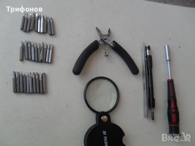 Отвертки бит клещи лупа пинсета КОМПЛЕКТ ЗА ФИНА МЕХАНИКА ОРИГИНАЛ „РARKSIDЕ“-35ч, снимка 6 - Отвертки - 39363094
