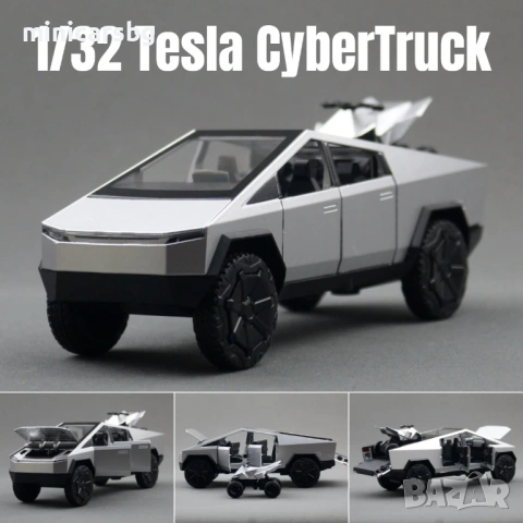 Метални колички: Tesla Cybertruck 1:32 метален модел с ATV, снимка 2 - Колекции - 54222187
