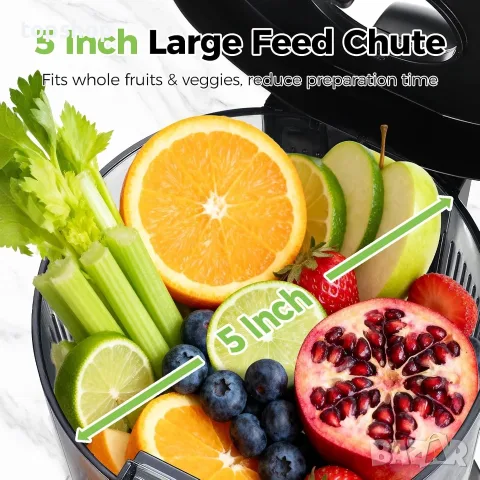 Чисто Нова Бавнопресоваща Сокоизстисквачка Cold Press Juicer YASHE (127 mm Голям Отвор)  , снимка 3 - Сокоизстисквачки и цитрус преси - 56119537