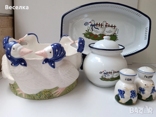 Солнички и кашпа с мотив патици