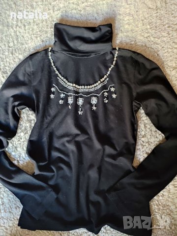 Елегантно дамско поло в черен цвят, снимка 3 - Блузи с дълъг ръкав и пуловери - 40470191