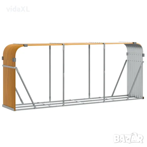 vidaXL Поставка за дърва, дървесен вид, 234x45x100 см, стомана
