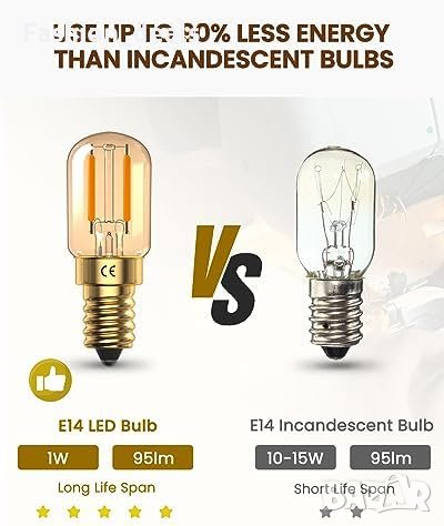 Нови 2 броя DoRight 1W E14 LED Винтидж Амбър Крушка, Топла Светлина , снимка 2 - Друга електроника - 42744886
