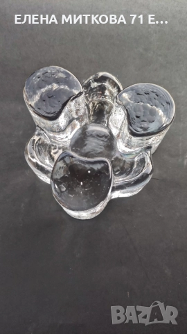 Масивен свещник от кристално стъкло сякаш изваян от лед, снимка 5 - Декорация за дома - 52819041