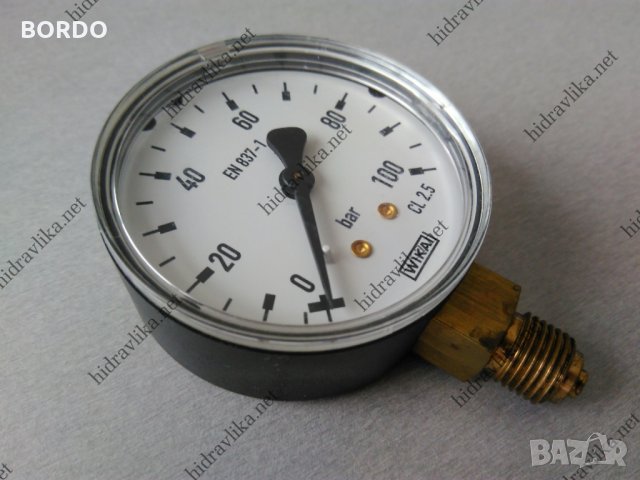 Манометър WIKA - Ф63/0-100 bar (радиален), снимка 2 - Резервни части за машини - 30753278