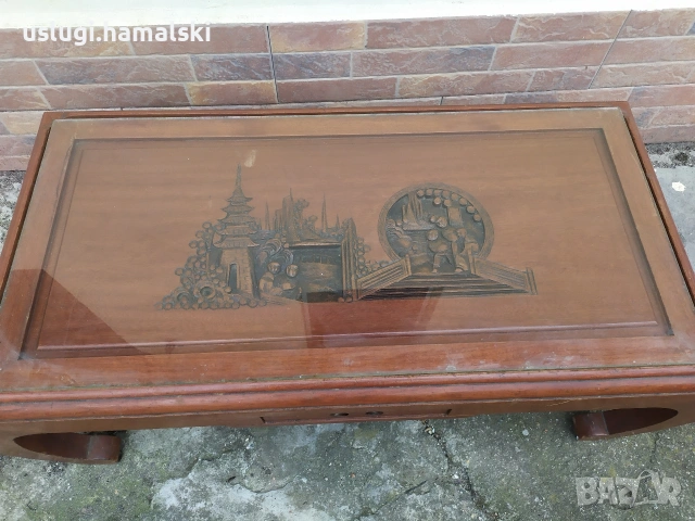 Старинна азиатска маса с дърворезба, снимка 2 - Антикварни и старинни предмети - 54125790