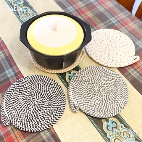 Комплект от 4 памучни подложки,20см, снимка 4 - Аксесоари за кухня - 53031917