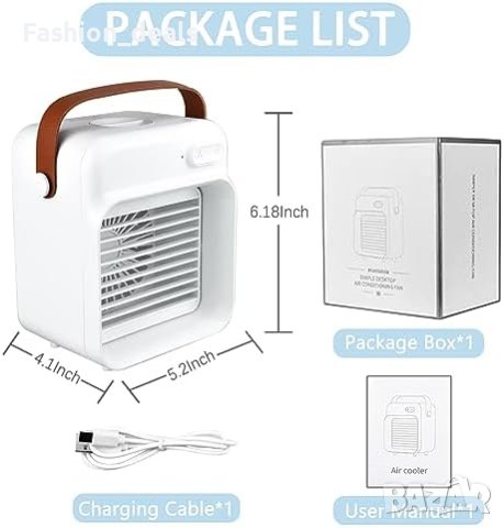 Нов USB акумулаторен вентилатор за охлаждане с режими на мъгла 3 скорости на вятъра, снимка 2 - Вентилатори - 42185657