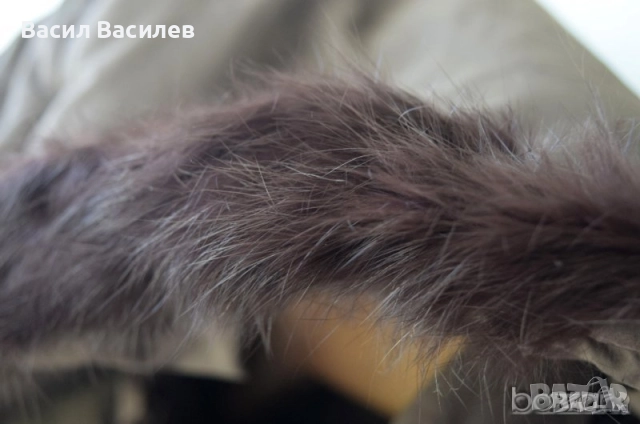 Miss Shilly дамско дълго шушляково яке манто кафяво с качулка естествен пух, снимка 4 - Якета - 51932180