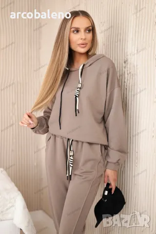 Дамски памучен комплект от две части суичър + панталон, 7цвята , снимка 2 - Комплекти - 47314253