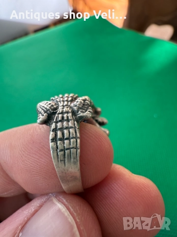 Сребърен пръстен крокодил №7674, снимка 4 - Пръстени - 52629929