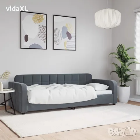 vidaXL Кушетка, тъмносива, 80x200 см, кадифе, снимка 2 - Спални и легла - 56147267