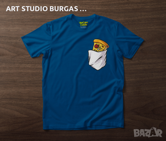Тениска унисекс pizza pocket "MADCOLORS COLLECTION", снимка 2 - Тениски - 36389243