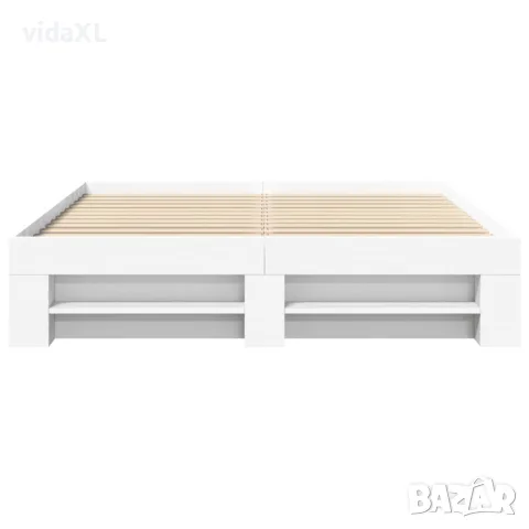 vidaXL Рамка за легло без матрак Бяла 160x200 см инженерно дърво, снимка 5 - Спални и легла - 56146904