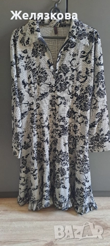 Рокля с цип на цветя на рози М размер с цип деколте , снимка 4 - Рокли - 40521534