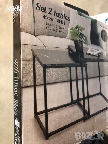 2бр. помощни маси метал и MFD с мрамор ефект, снимка 4 - Маси - 40381019