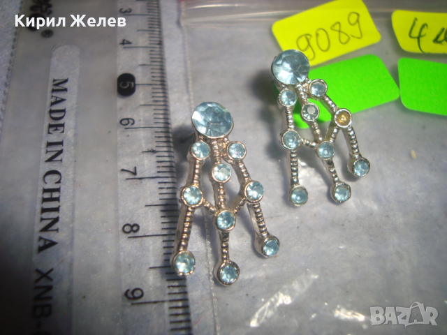 СТАРИ ПОСРЕБРЕНИ РЕТРО ВИНТИДЖ АРТ ДЕКО КРИСТАЛИ ОБЕЦИ 9089, снимка 2 - Обеци - 36439062