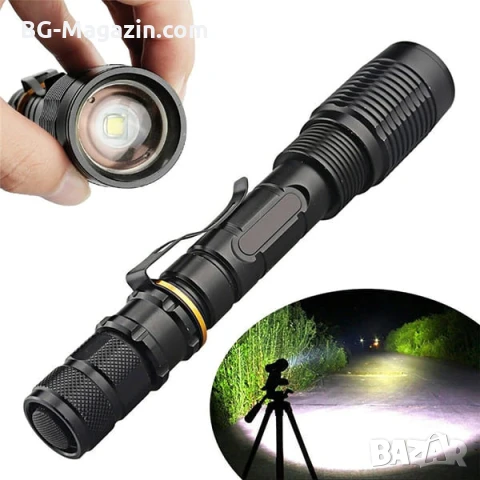 Мощен далекобоен тактически акумулаторен LED фенер голям полицейски лед прожектор за лов риболов, снимка 6 - Къмпинг осветление - 51027743