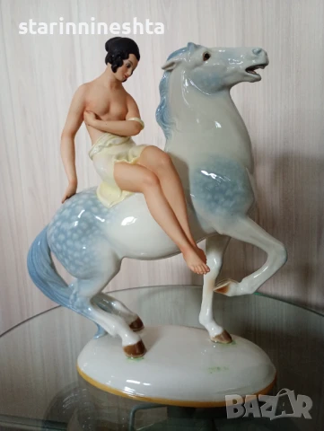 19 век Стар порцелан фигура статуетка скулптура Volkstedt Porcelain Amazon старинен порцелан , снимка 7 - Антикварни и старинни предмети - 50619537