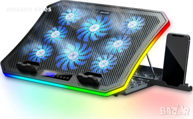 MOOJAY C50 Охлаждаща подложка за лаптоп,10 режима RGB осветление,8 вентилатора