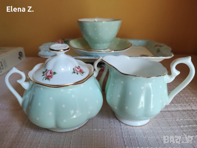 Royal Albert Polka Rose латиера и захарница, снимка 2 - Сервизи - 52290818