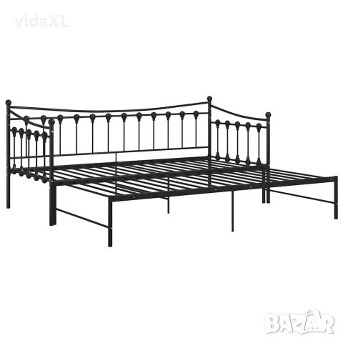 vidaXL Рамка за легло, разтегателен диван, черна, метал, 90x200 см, снимка 7 - Спални и легла - 56146793