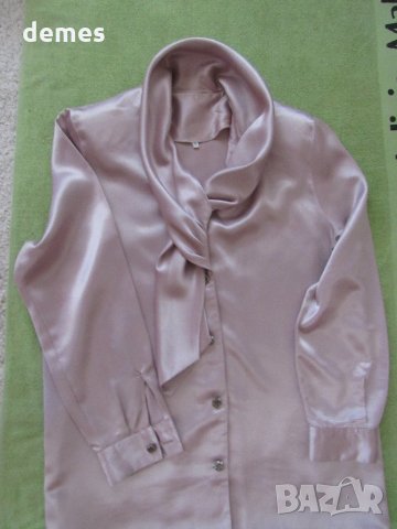  Дамска блуза сатен цвят пепел от рози, размер XL, снимка 7 - Блузи с дълъг ръкав и пуловери - 34095522