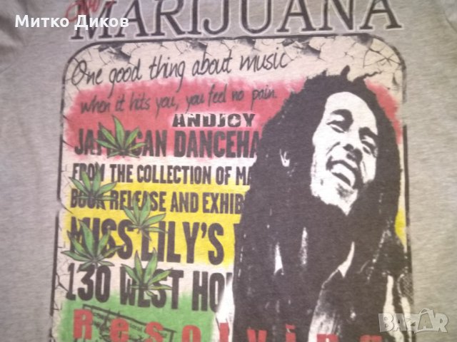 Тениска Боб Марлей марихуана -памук-размер Л, снимка 3 - Спортна екипировка - 31855571