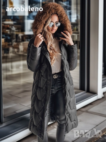 Дамско дълго ватирано зимно яке, 2цвята , снимка 4 - Якета - 48263860