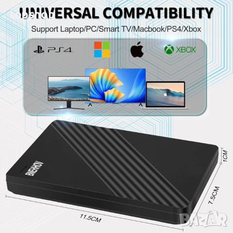 BNEHHOV 500GB 2.5” ултра тънък преносим USB 3.0 SATA HDD външен твърд диск за PC, настолен компютър, снимка 4 - Външни хард дискове - 52439125