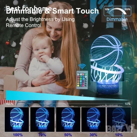 Баскетболна нощна лампа JOLLYEEP 3D, снимка 3 - Баскетбол - 48543897