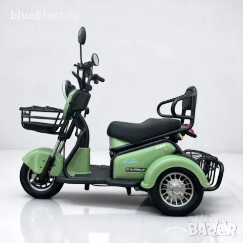 Двуместна електрическа триколка blueElectric Pudding 1800W | 48V | 23Ah | OLIVE GREEN, снимка 3 - Мотоциклети и мототехника - 50018048