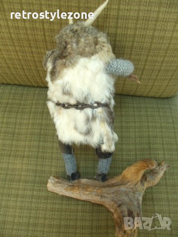 № 6502 стара фигура   - дърво, метал,текстил,кожа  - размери - височина 46 см , ширина 30 см , снимка 6 - Други ценни предмети - 37916268