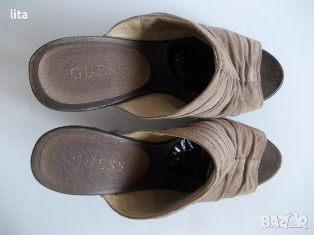 Чехли  GUESS оригинални ест.велур № 37,5/38 (7,5 М), снимка 3 - Чехли - 50841997