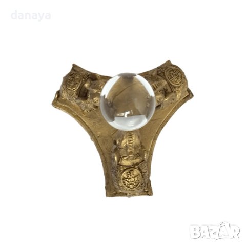 4253 Фън шуй сувенир статуетка 3 слона с кристална топка, снимка 4 - Декорация за дома - 42851096