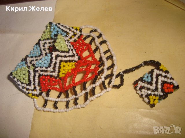 МЪНИСТЕНО ЦВЕТНО ХЕНД МЕЙД АРТ УКРАШЕНИЕ ГРИВНА с ПРЪСТЕН МНОГО ЕФЕКТНО БИЖУ 4575, снимка 5 - Бижутерийни комплекти - 37114880